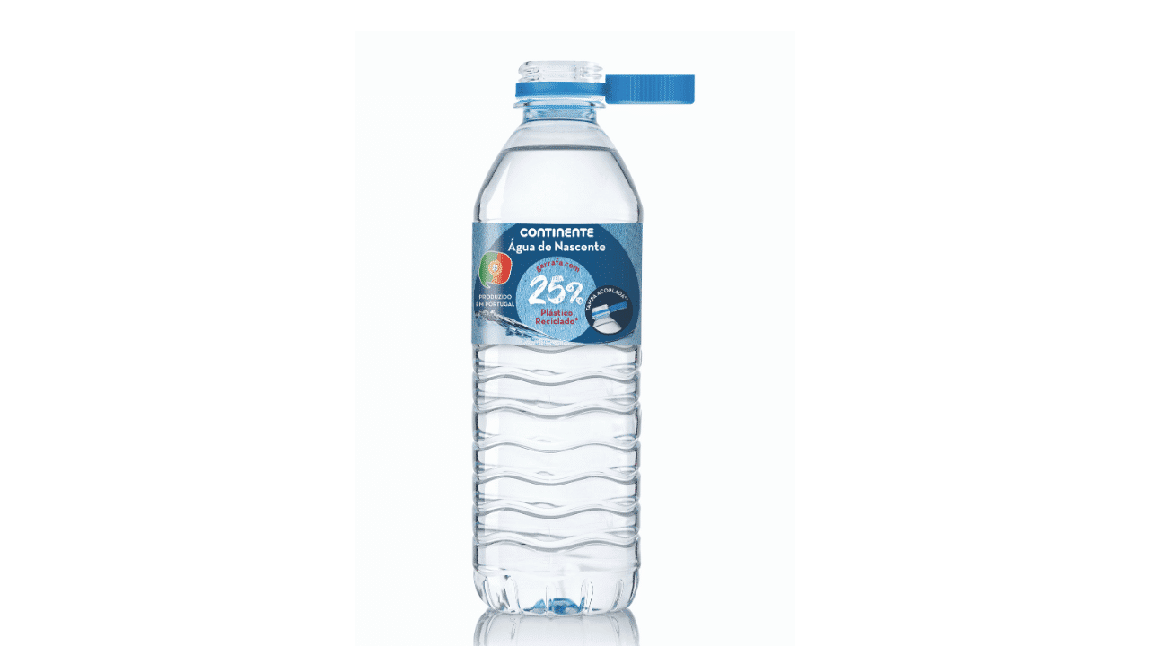 garrafa de água Continente tampa acoplada